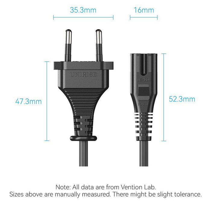 Vention Cable de alimentación forma 8 ZCLBAC CEE7/16 macho a C7 hembra 1.8m